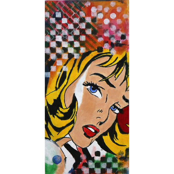 “Pop Art Woman II” by Patrick Lewis Mixed Media on Board