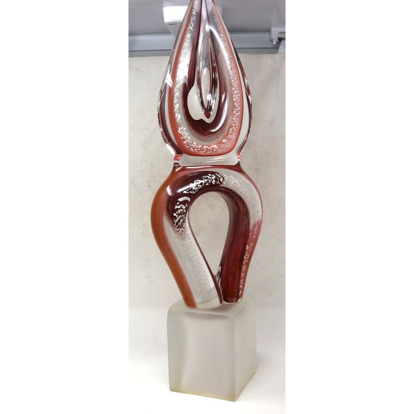 Murano Glass Pink Sommerso Teardrop Sculpture