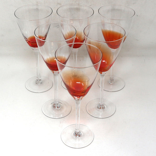 Set of 6 C&B Vamp Orange Wine Glasses