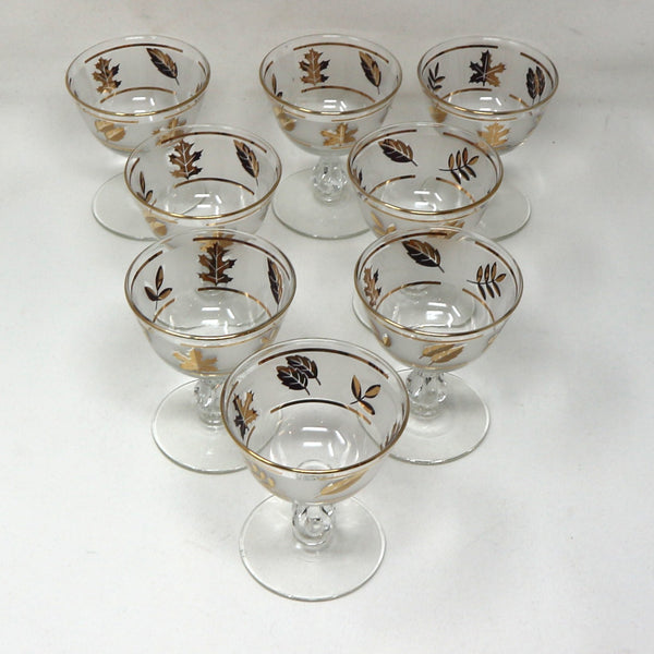 Set of 8 Libby Golden Foliage Cordial Glasses