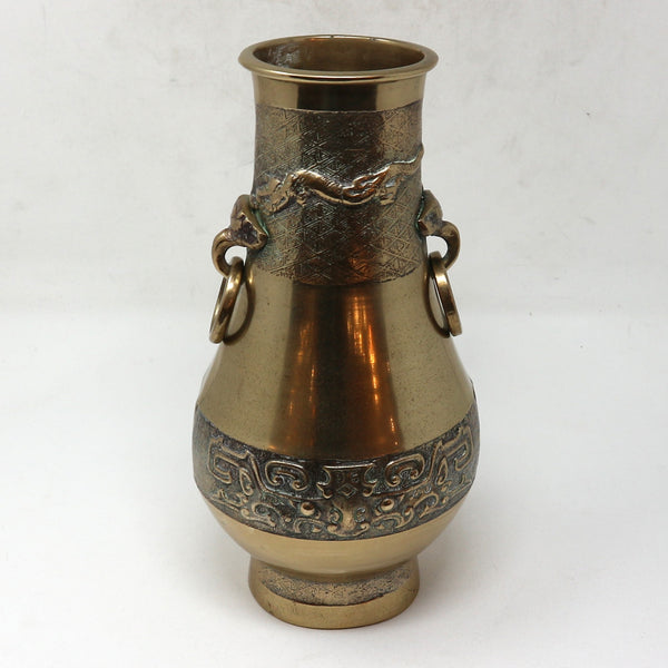 Vintage Brass Dragon Vase w/ Elephants