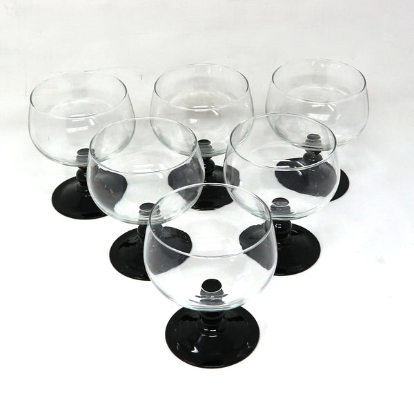 Set of 6 Luminarc Black Stem Wine Glasses