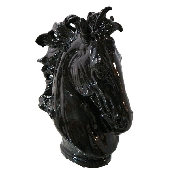 Global Views Black Ceramic Horse Head