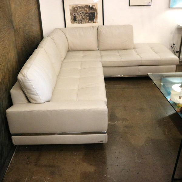 Roche Bobois Cream Leather Sectional “As Is”