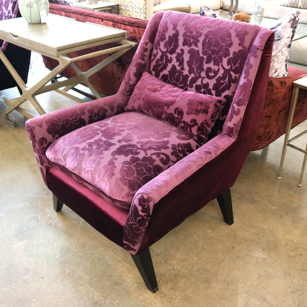 Pair of Cyan Design Purple Floral Velvet Chairs