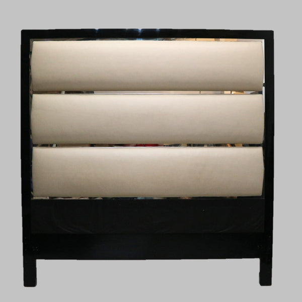 Custom Lacquered, Leather & Chrome Cal King Bed