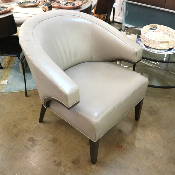 Pair of Swaim Grey Leather Drake Chairs