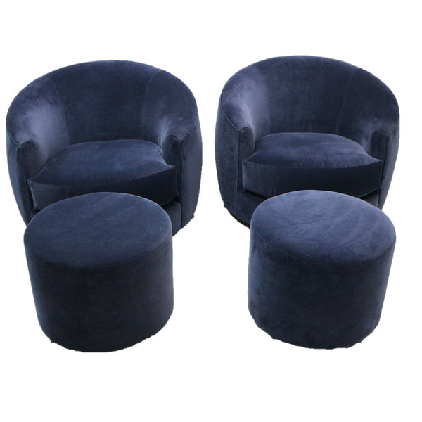 Pair of MG+BW Giselle Swivel Chairs & Ottomans