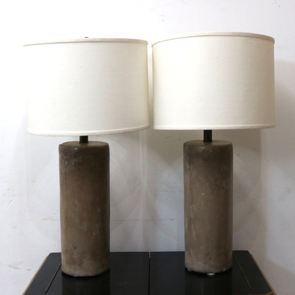 Pair of Custom Concrete Lamps