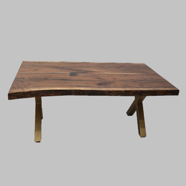 Solid Walnut Coffee Table w/Gold X Base RPER79