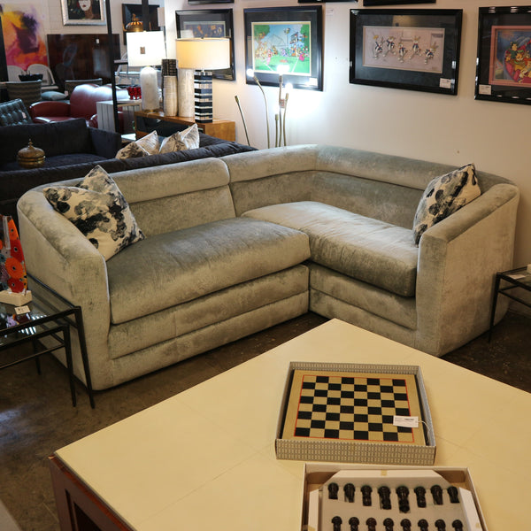 Custom Donghia Mint Pavel Sectional w/ Pair of Throw Pillows