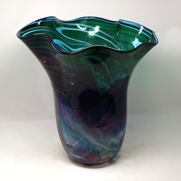 Dutch Schulze Signed Large Art Glass Wavy Vase