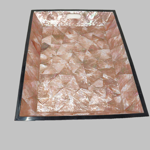 Pink Mother of Pearl & Capiz Shell Tray “As Is”