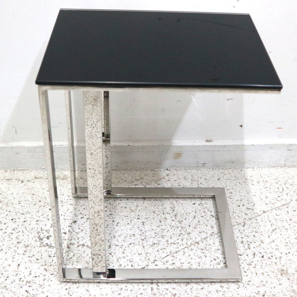 Modani Khloe Black Glass & Chrome Side Table