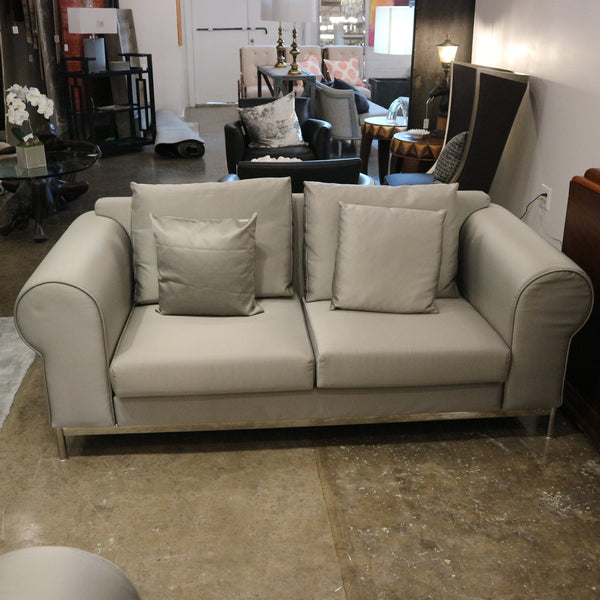 Silver Satin Blend Loveseat