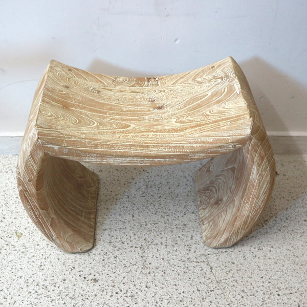 Pair of Distressed Mindi Wood Shanghai Stools