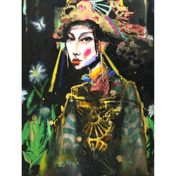 “Decorated Girl” by Scott Dykema Mixed Media on Canvas