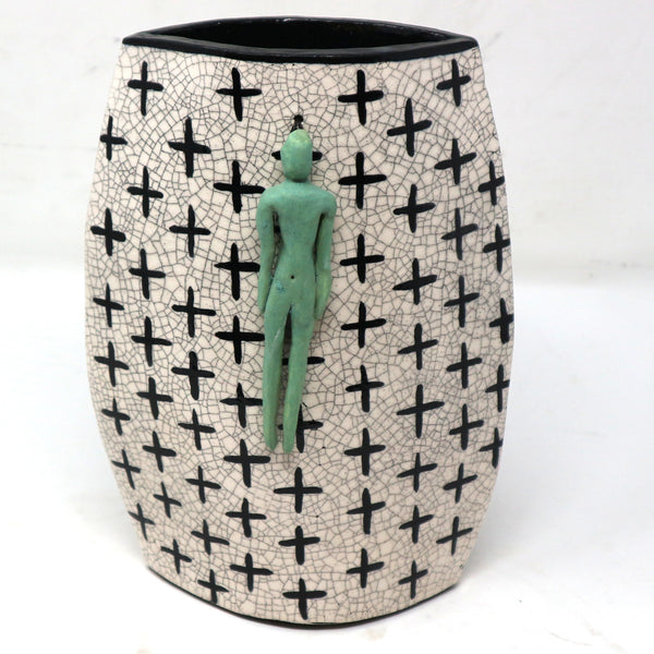 Sharon Thompson Vase w/ Turquoise Figure