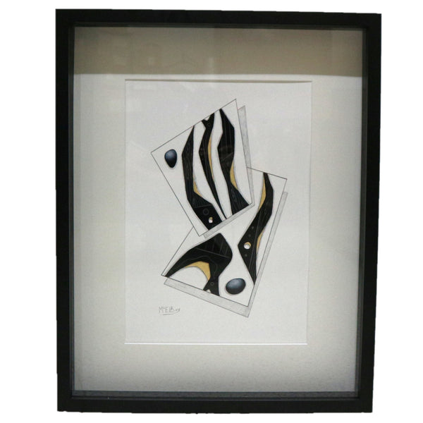 “Contemporary Form Il” by Steve McElroy Framed Mixed Media on Paper