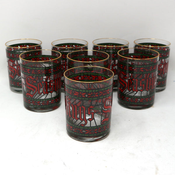 Set of 8 Vintage “Seasons Greetings” Glasses