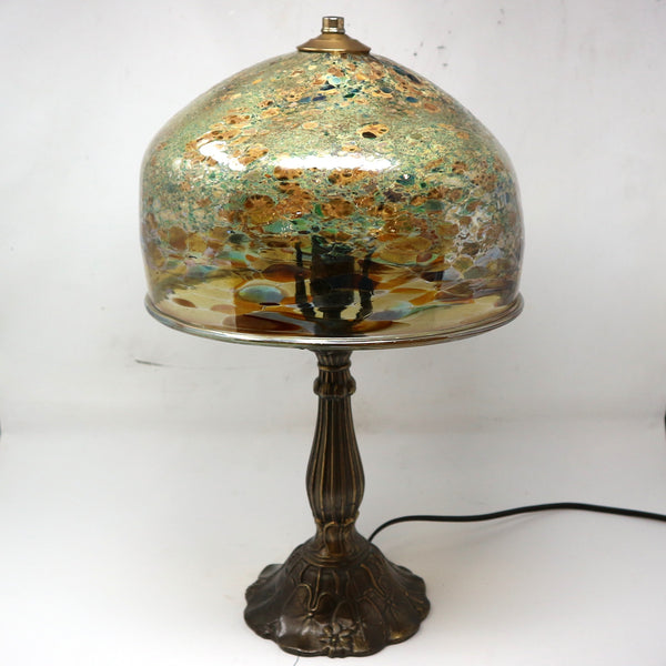 Vintage Art Glass Bronze Lamp