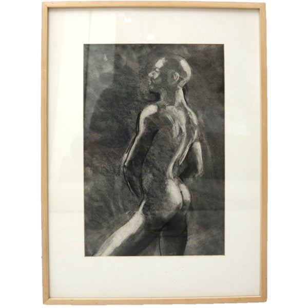 “Black Nude” by Sherle Stevens Framed Charcoal on Paper