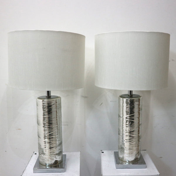 Pair of Silver Glass Lamps
