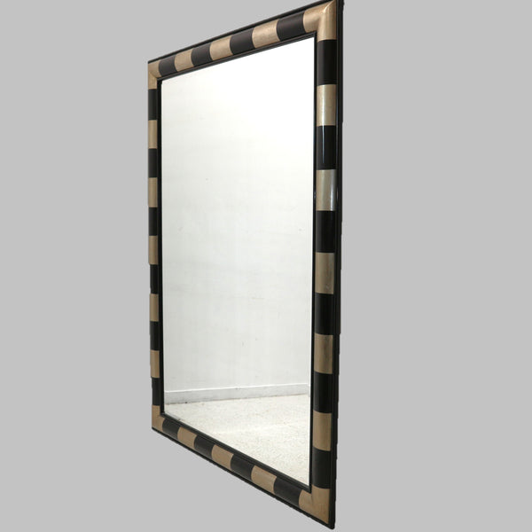 Silver & Black Striped Floor Mirror