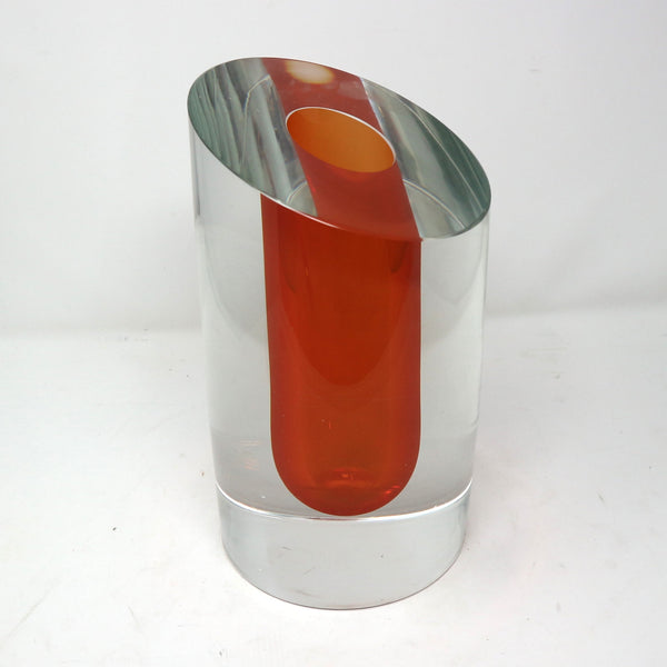 Orange Slanted Glass Vase