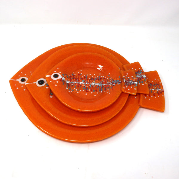 Set of 3 Orange Fish Plates