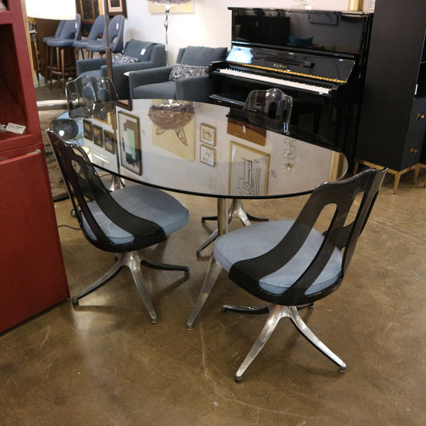 MCM Howell Smoke Table & 4 Chairs Glass/Acrylic