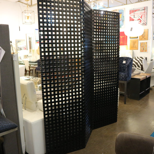 Mid-Century Black Lacquered Screen