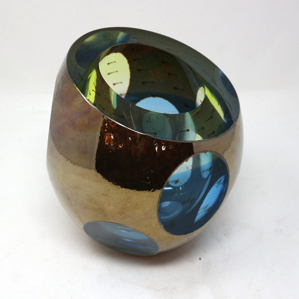 Aqua Molten Jewel Slanted Vase