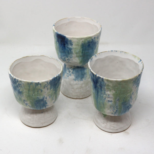 Set of 3 Blue Ceramic Cups