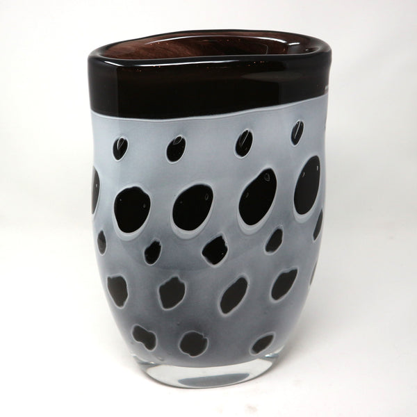 Netted White on Black Dot Vase