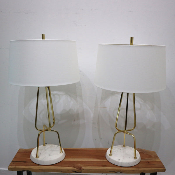 Pair of Intersecting Brass Lamps