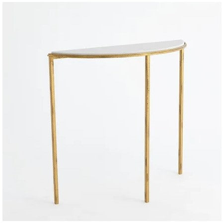 Hammered Gold & Marble Demi Lune Table