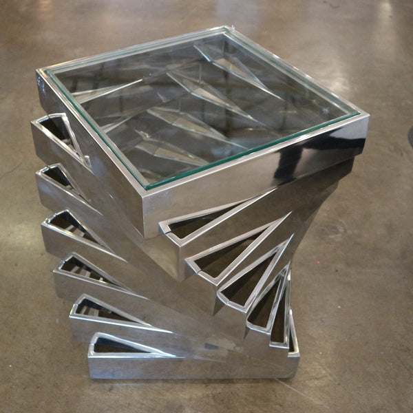 Vortex Stacked Chrome Side Table