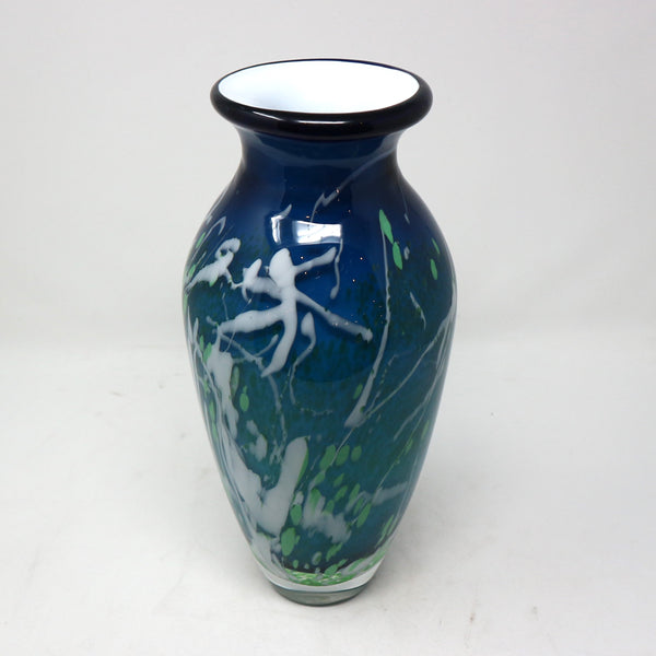 Blue, Green, & White Art Glass Vase