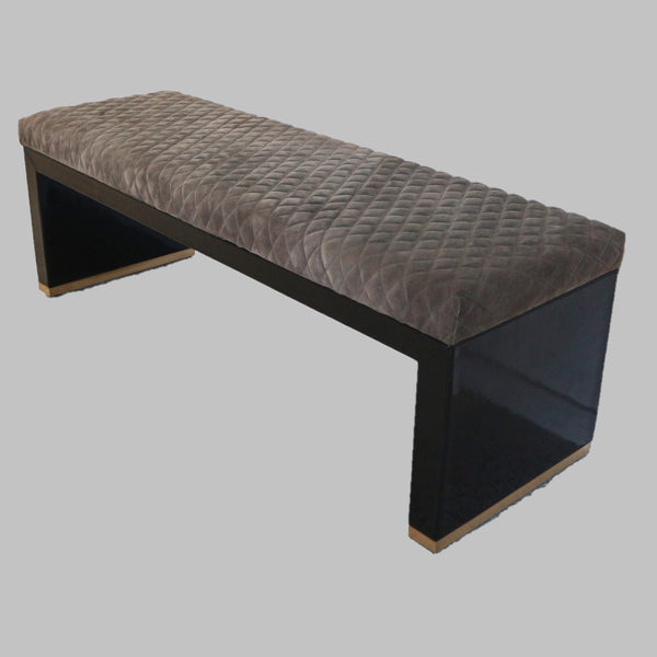 Suede & Metallic Leather Bench (2-Available)