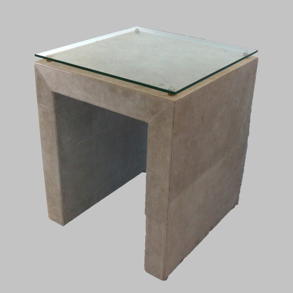 Posh Parchment Suede Side Table by Global Views