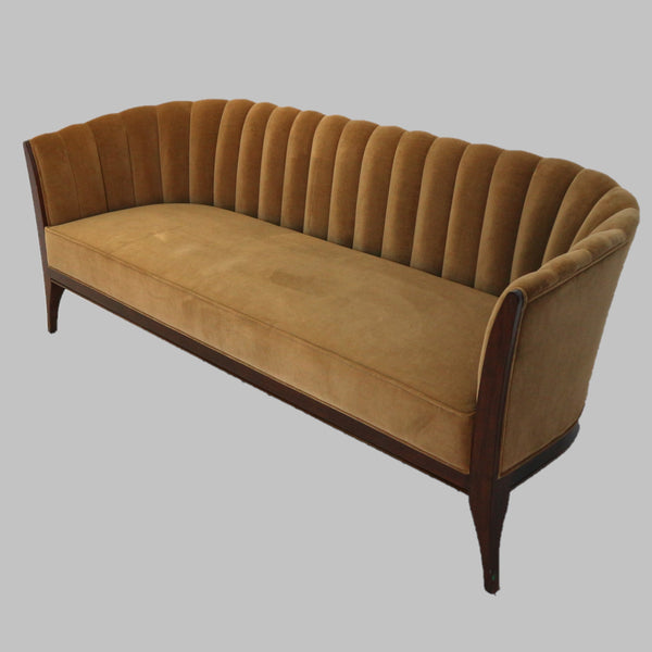 George Sellers Channel Back Toast Velvet Sofa