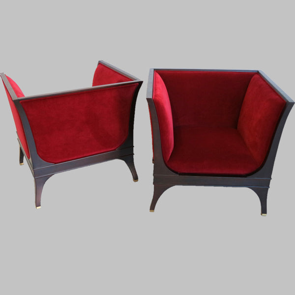 Pair Global Views Empire Velvet Chairs