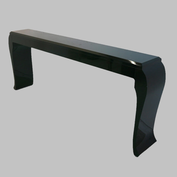 Sliced Cabriole Green Lacquered Console (2-Available)