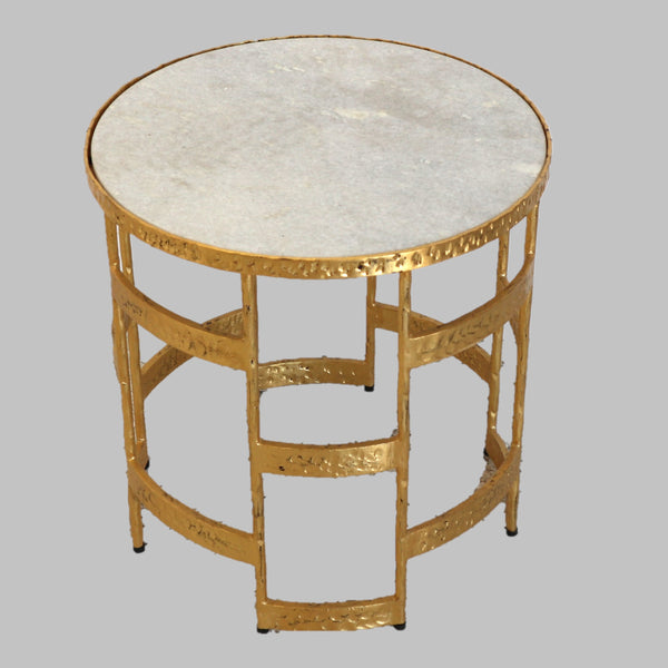 Gold Metal & Marble Side Table