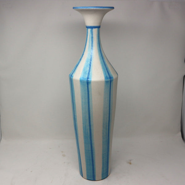 Italian White & Blue Striped Vase (Large)