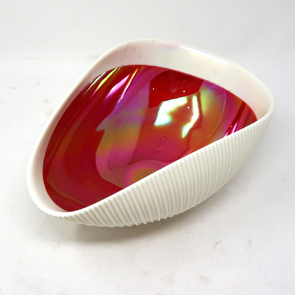 Yalos Murano White & Red Folded Bowl