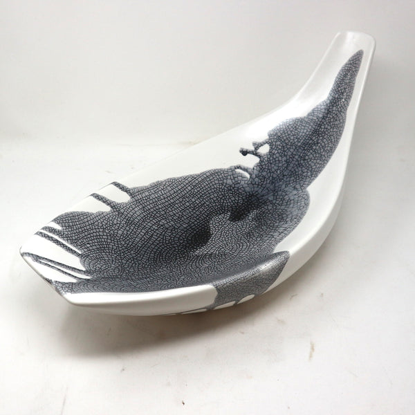 White & Black Crackle Abstract Bowl