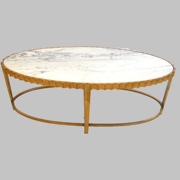 Oval Gold & Marble Coffee Table