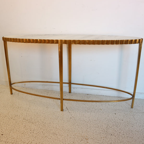 Oval Gold & Marble Console Table